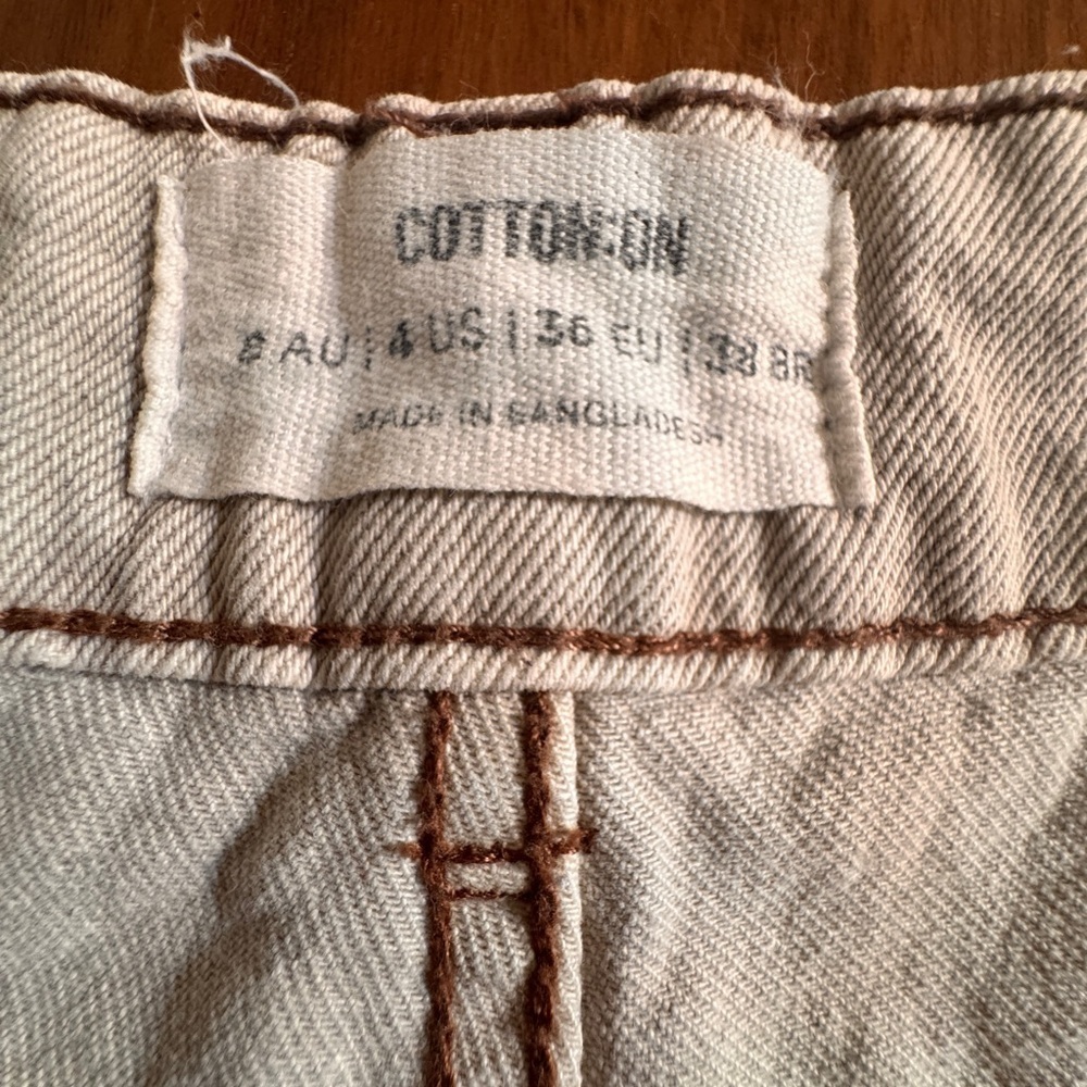 Cotton On Low-Rise Baggy Jean Bermuda Shorts in Tan - Picture 9 of 9